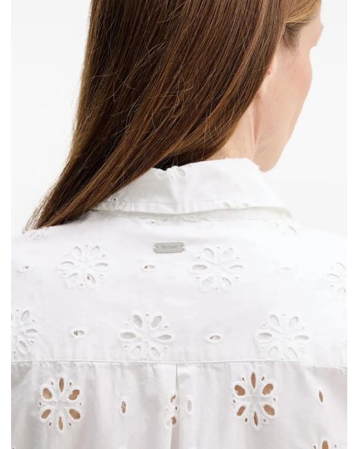 Barbour White Eyelet-Embroidered Shirt