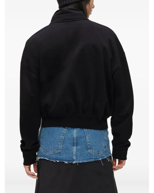 Karl Lagerfeld Black Half-Zip Logo-Embroidered Sweatshirt