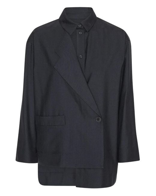 Henrik Vibskov Blue Button-Fastening Layered Jacket