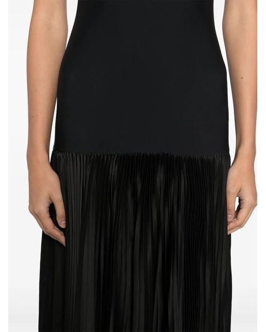 ALAINPAUL Black Sleeveless Pleat-Detail Evening Dress