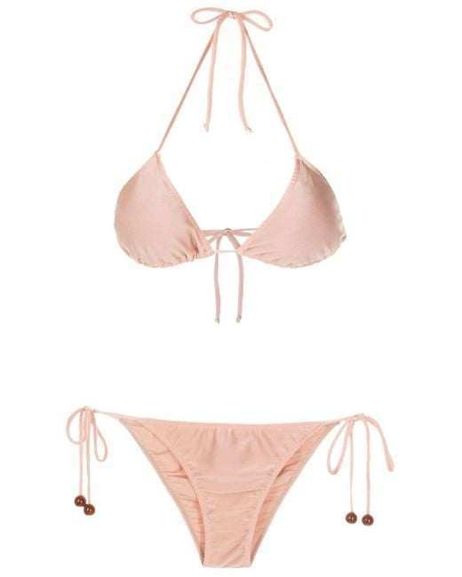 Bikini triangles en maille métallisée Adriana Degreas en coloris Pink