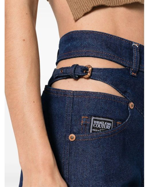 Versace Jeans Met Uitgesneden Details in het Blue