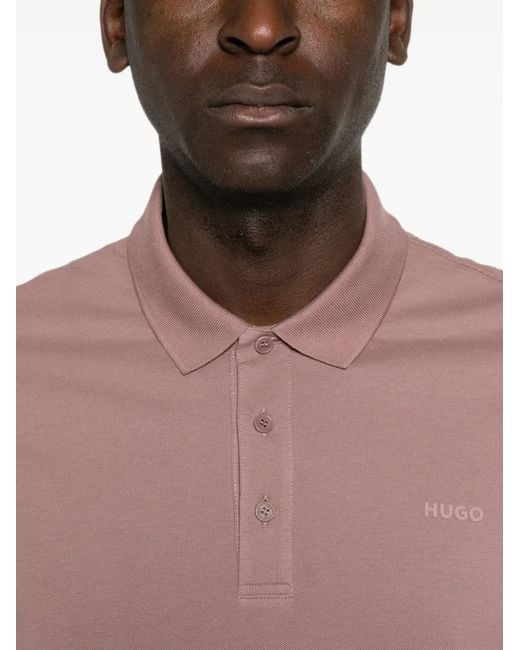 Boss Pink Logo-Print Cotton Polo Shirt for men