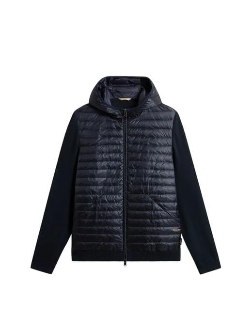 Woolrich メンズ ブルー Allen Hybrid フーデッドジャケットの通販はau