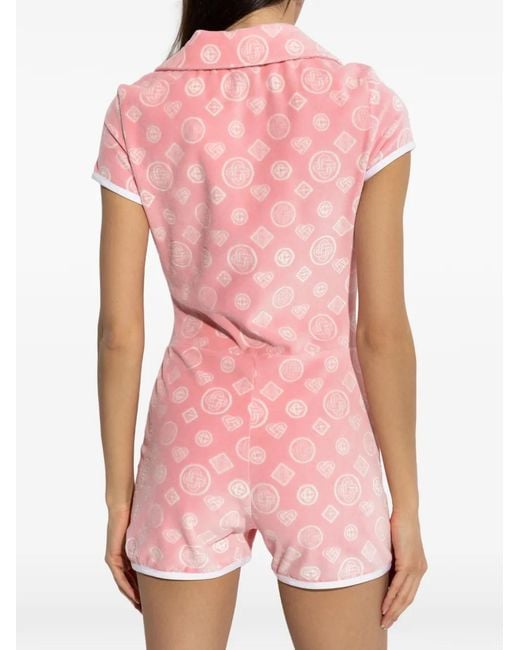 Casablanca Pink Patterned Collared Playsuit