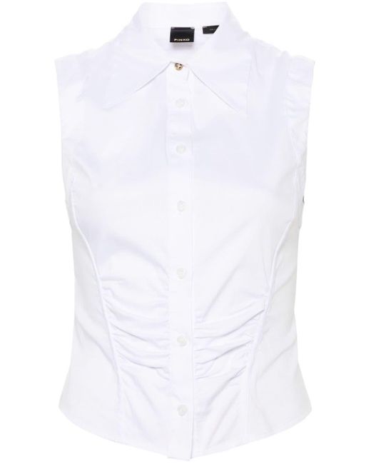 Pinko White Sleeveless Poplin Shirt