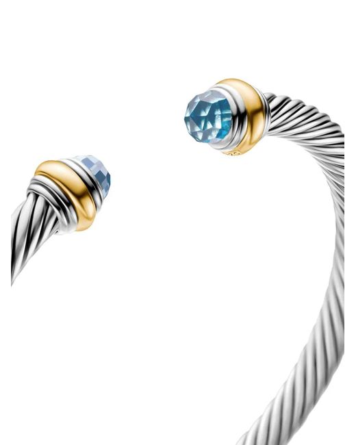 David Yurman White 14Kt And Sterling Classic Cable Bracelet