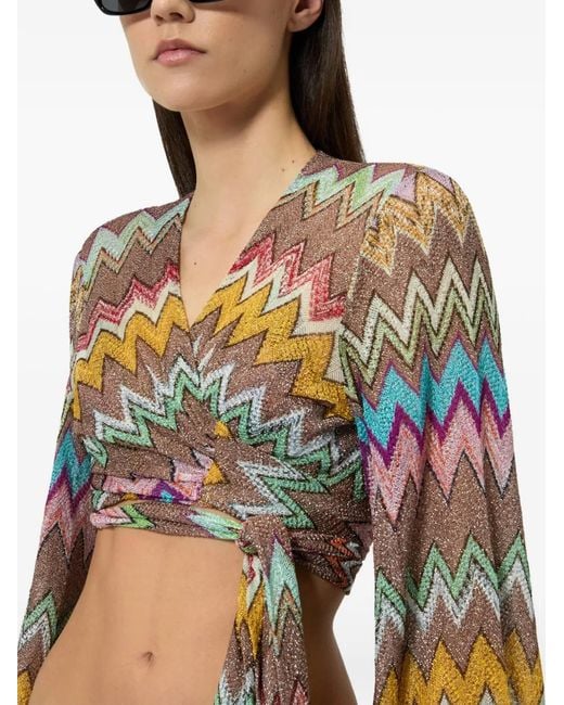 Missoni White Long-Sleeved Wrap Top