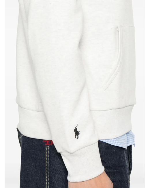 Polo Ralph Lauren White Logo-Embroidered Hoodie for men