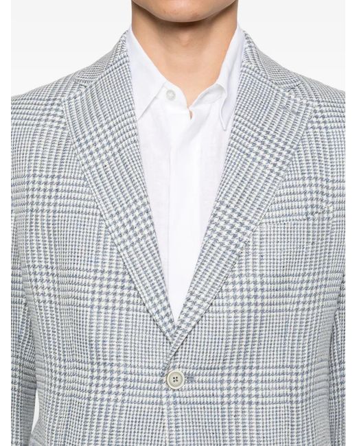 Eleventy Gray Checked Single-Breasted Blazer for men