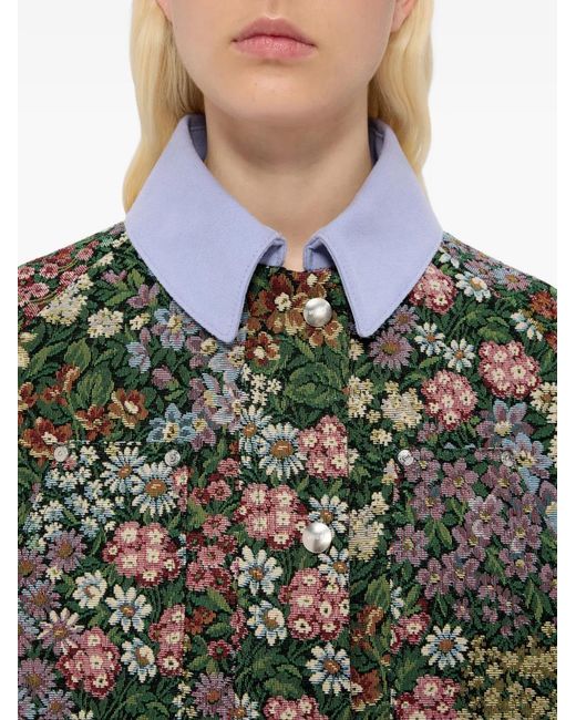 MSGM Green Floral Collared Jacket