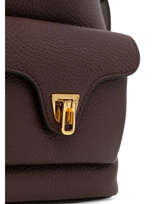 Coccinelle Brown Small Beat Generation Pebbled Leather Bucket Bag