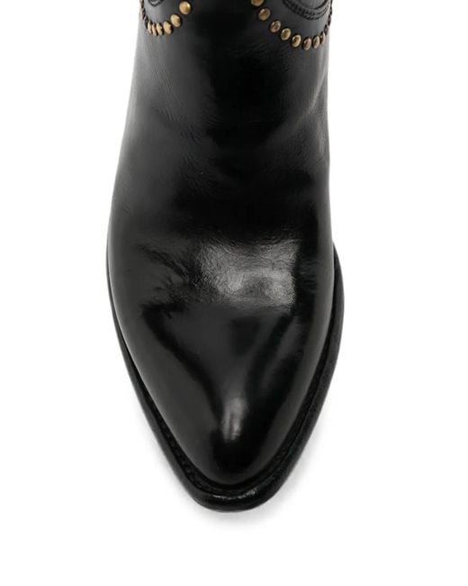 LEMARGO Black Stud-Embellished Leather Ankle Boots