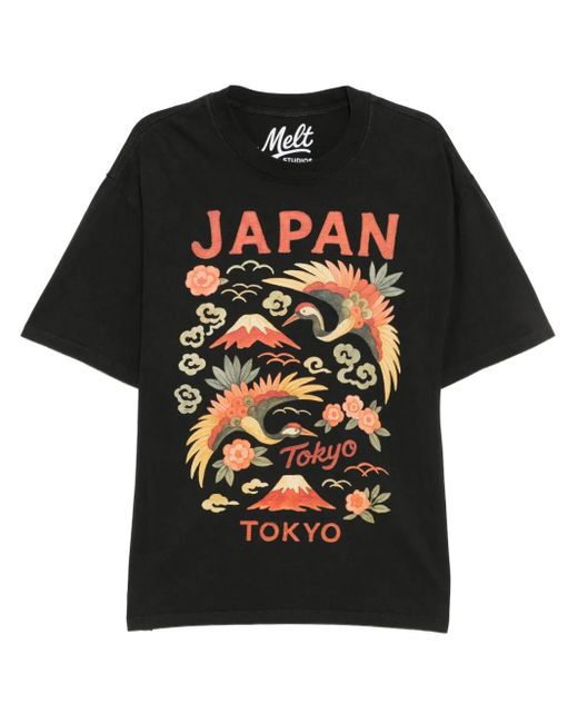 Melt Black Graphic-Print T-Shirt for men