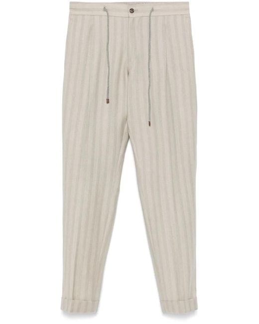 Barba Napoli Natural Herringbone Chino Trousers for men