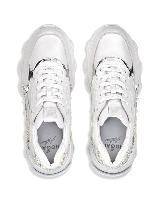 Hogan White Hyperactive Pearl-embellished Sneakers