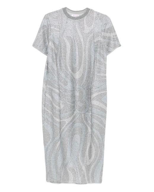 PUCCI Glitter-Pattern Short-Sleeve Dress in Gray | Lyst