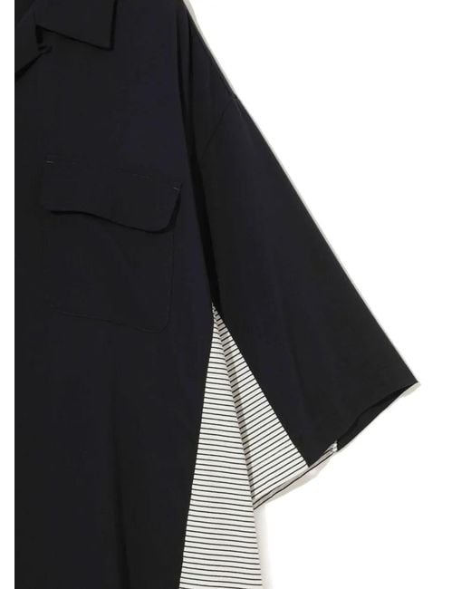 Undercover Blue Chemise Rayée À Empiècements for men