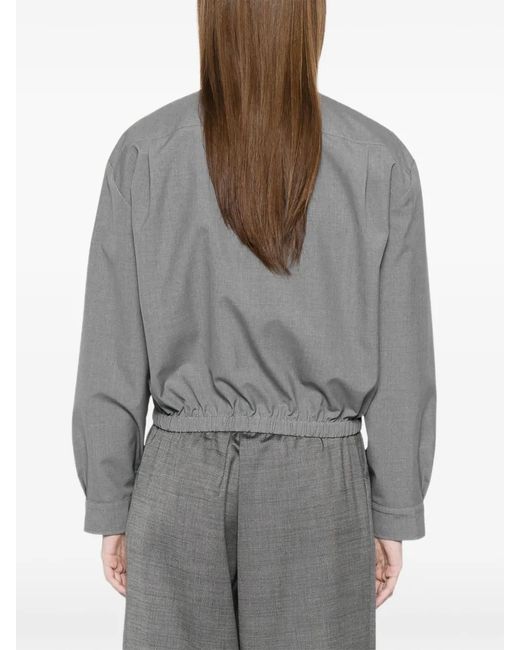 Jil Sander Gray Pointed-Collar Bomber Jacket