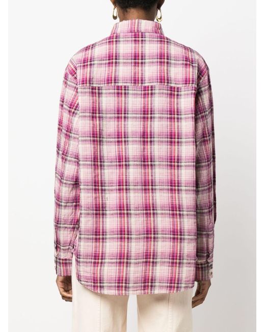 Isabel Marant Lony Checked Cotton-blend Shirt in het Pink
