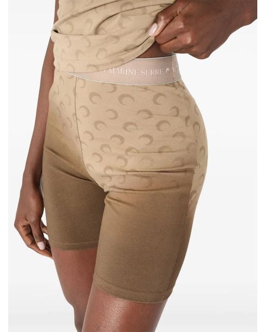 MARINE SERRE Natural Moon-Print Faded Shorts