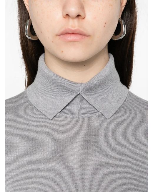 Herskind Gray Collared Knit T-Shirt