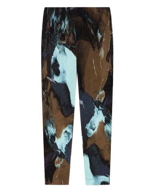 Homme Plissé Issey Miyake Black Pleated Abstract-Print Trousers for men