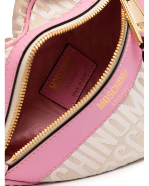 Pochette métallisée à logo en jacquard Moschino en coloris Pink