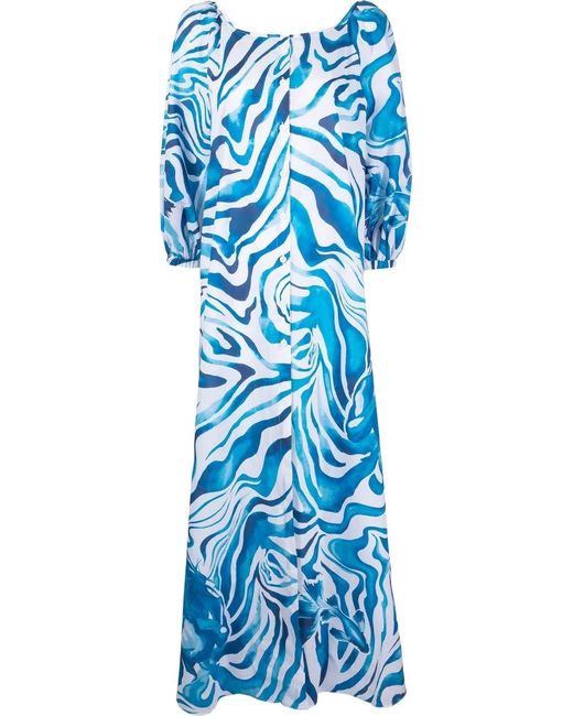Alberta Ferretti Blue Swirl Print Dress