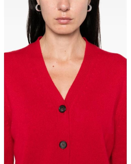 Lisa Yang Red Marion Button-Front Cashmere Cardigan