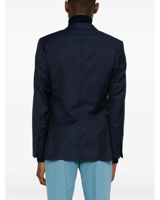 Fursac Blue Virgin Wool Blazer for men