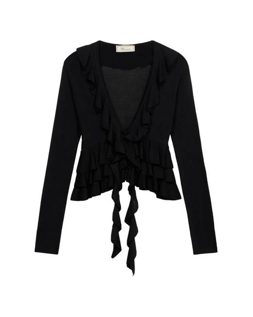 Blumarine Black Ruffled Cardigan