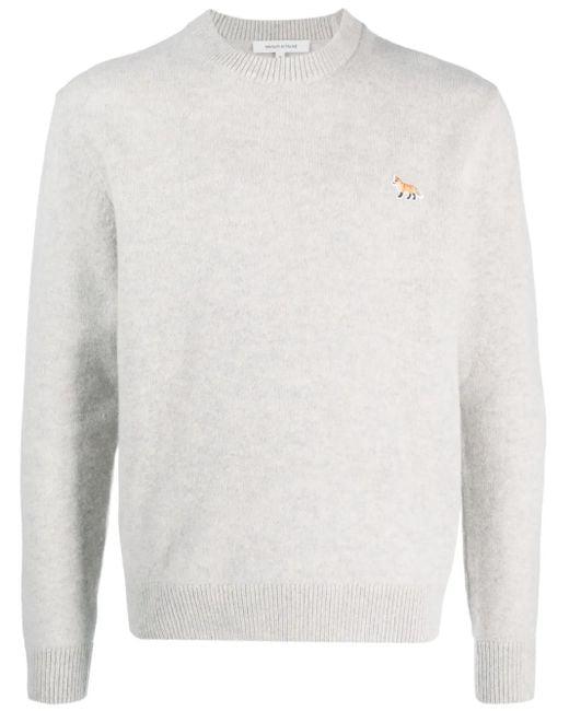 Maison Kitsuné Pullover Mit Fuchs-Patch in White für Herren