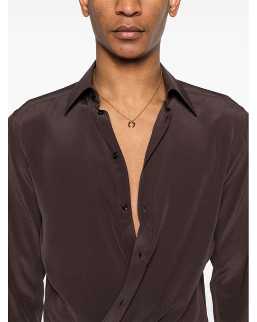 Dolce & Gabbana Seidenhemd mit klassischem Kragen in Brown für Herren