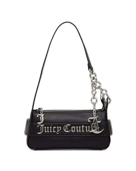 Juicy Couture Black Jasmine Logo-Plaque Chain-Link Shoulder Bag