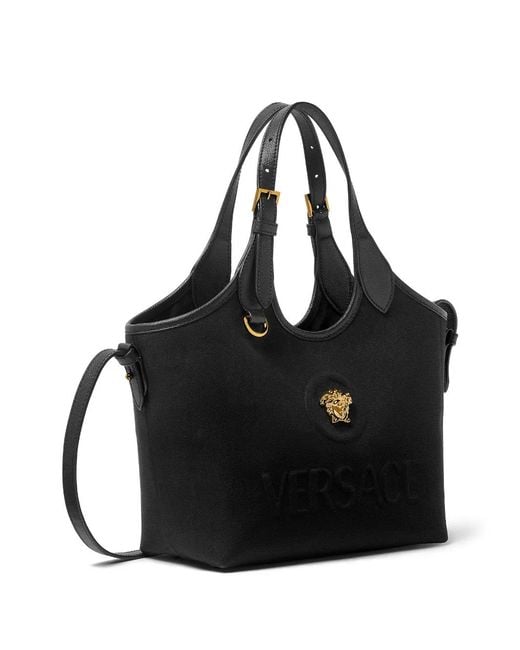Versace Black Mini Medusa-Logo Tote Bag