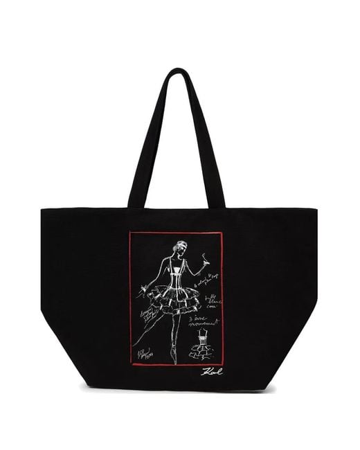 Karl Lagerfeld Black Sac Cabas K/Ballet À Imprimé Graphique