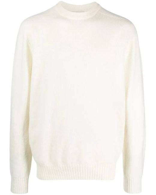 Altea White Round-Neck Virgin Wool Jumper for men
