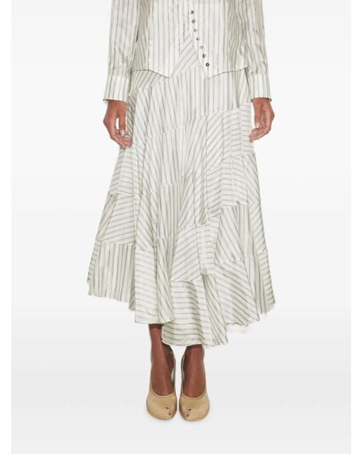 Gonna Asimmetrica A Righe di Tory Burch in White