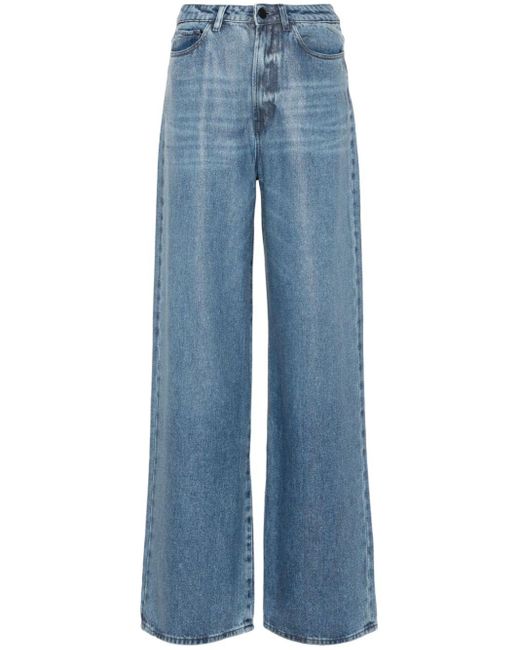 3x1 Blue Flip High-rise Wide-leg Jeans