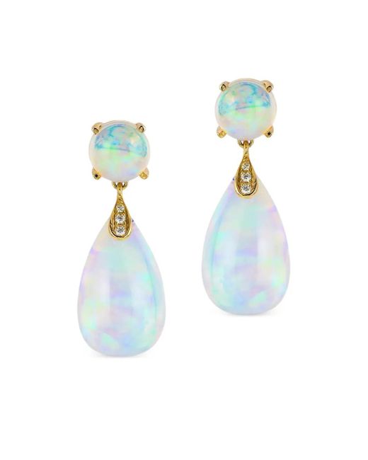 Goshwara Blue 18K Cabochon And Diamond Drop Earrings