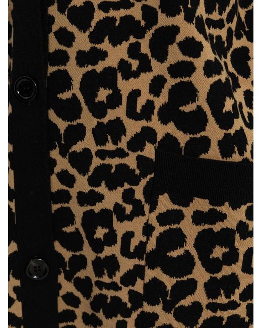 Max Mara Black Tenore Leopard-Intarsia Cardigan