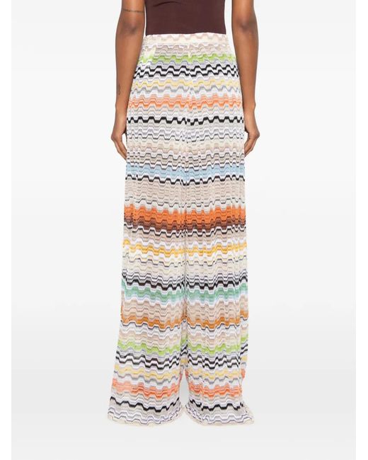 Missoni White Zigzag Knit Palazzo Pants