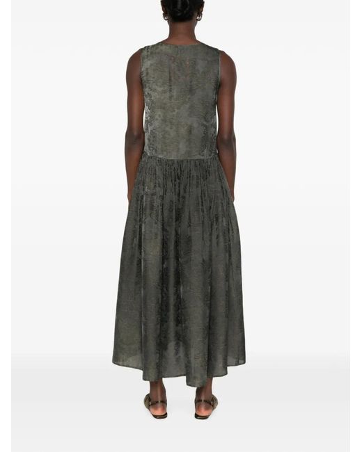 Uma Wang Gray Ardal Jacquard-Pattern Midi Dress