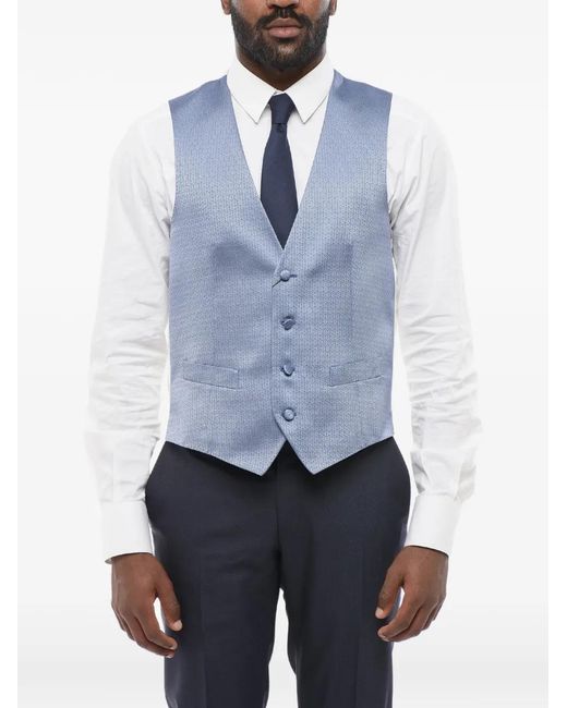 Corneliani Blue Silk Waistcoat for men