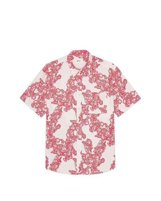 NN07 Pink Print Short Sleeve Shirt for men