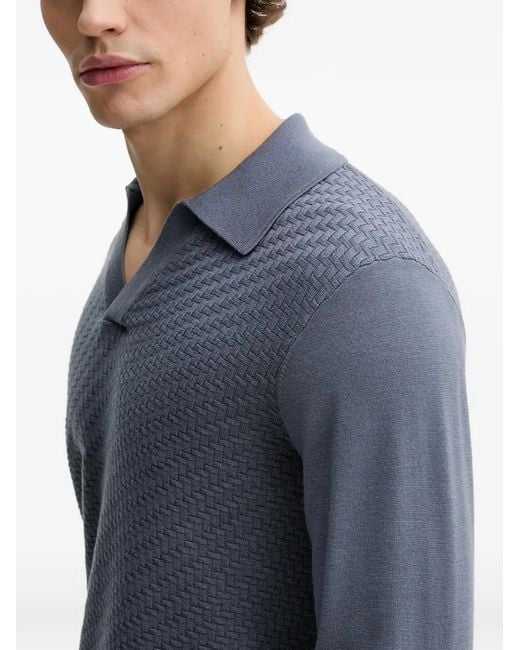 Rag & Bone Blue Textured Polo Sweater for men