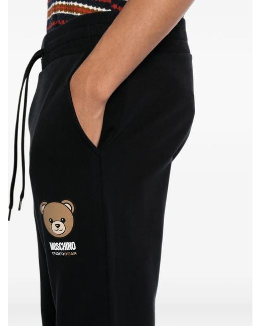 Moschino Black Teddy Bear Drawstring Track Pants for men