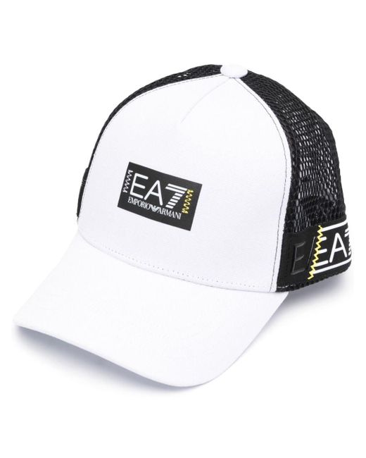 EA7 White Logo-patch Trucker Cap for men