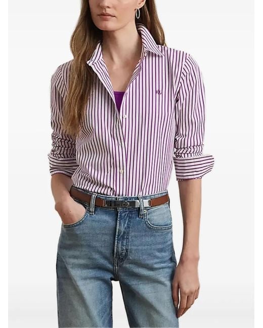 Ralph Lauren Purple Striped Long-Sleeve Shirt